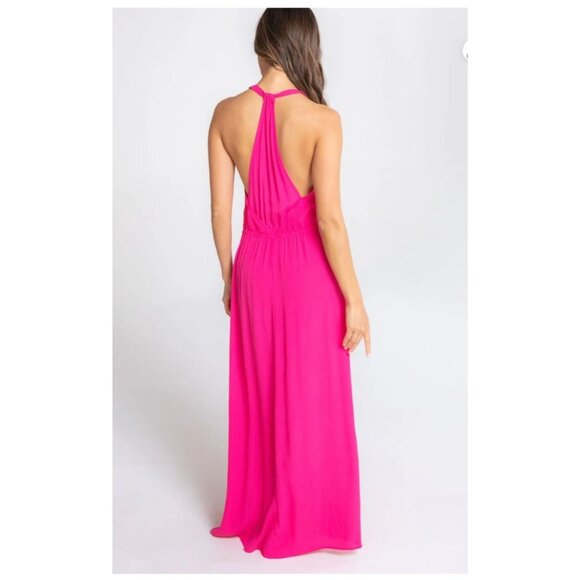 Lovestitch Womens Halter Maxi Dress With Tie Waist & Pockets Teal Large - Picture 3 of 14